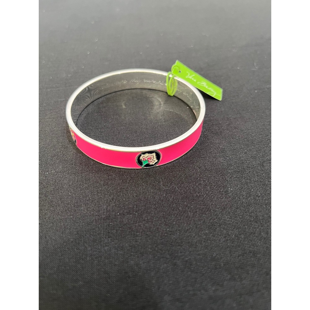Vera Bradley Retired Pink Enamel Floral Bangle You Are My Sunshine Bracelet